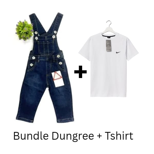 Bundle of denim dungree + Tshirt