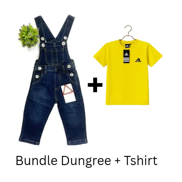 Bundle of denim dungree + Tshirt