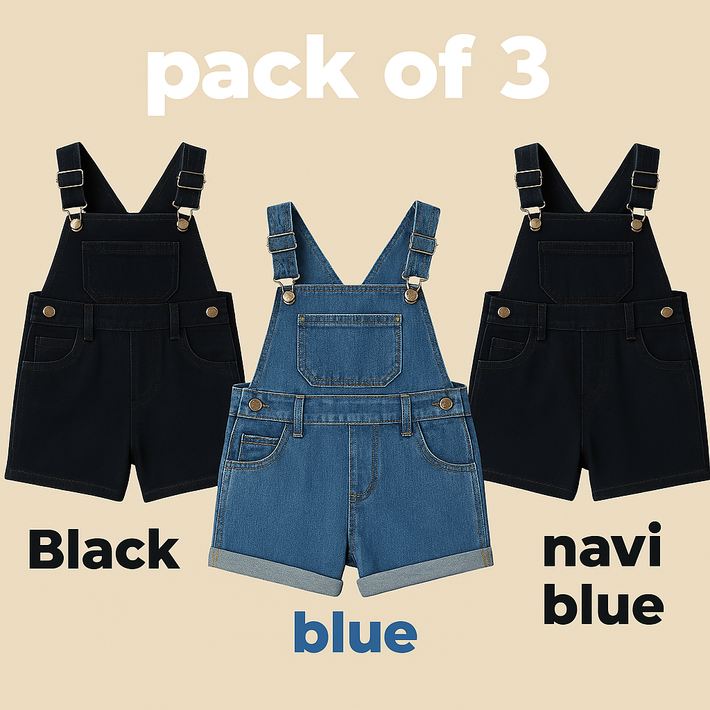 Pack of 3 Short Dungarees