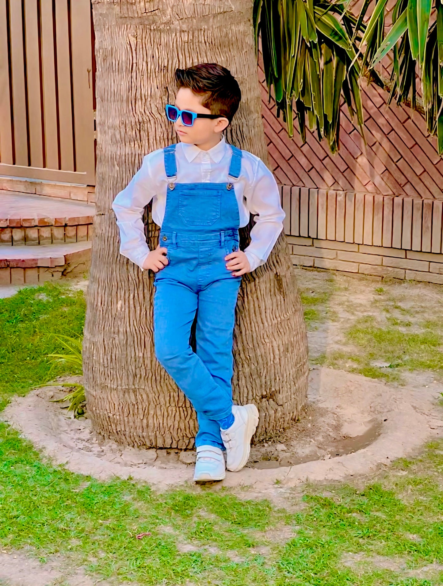Premium Ice Blue Denim Dungaree for Kids