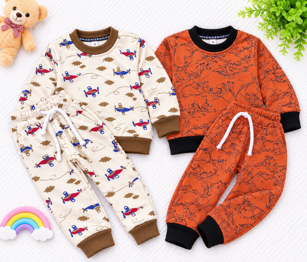 Pack of 2 Kids Fleece Tracksuits – Winter Bundle (1-7 Years)