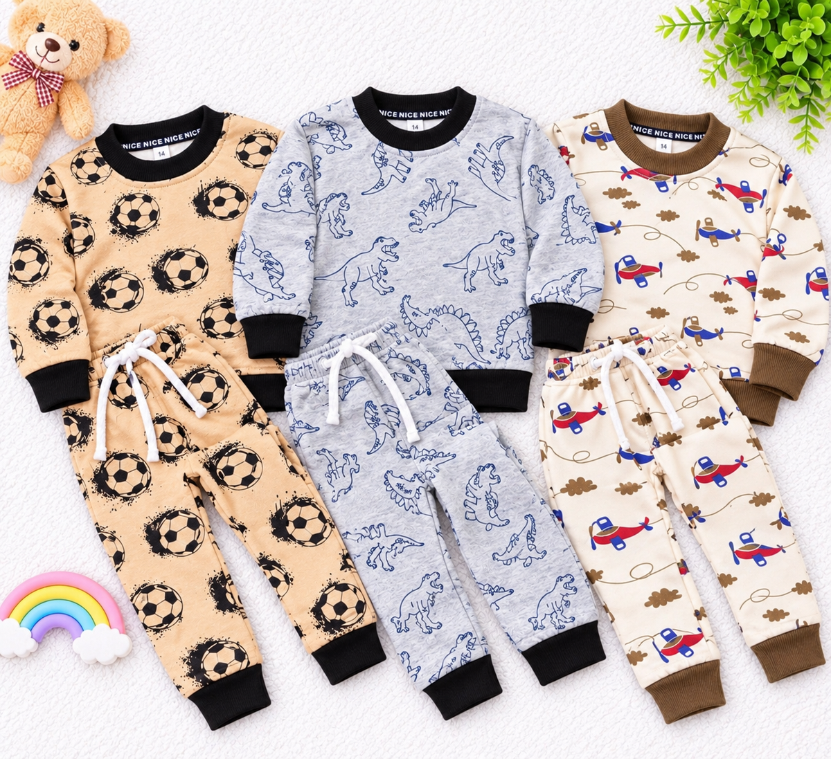 Pack of 3 Kids Fleece Tracksuits – Winter Bundle (1-7 Years)