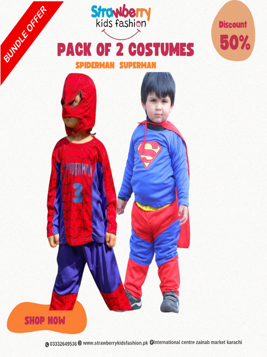 Package Of 2 Spiderman + Superman Costumes