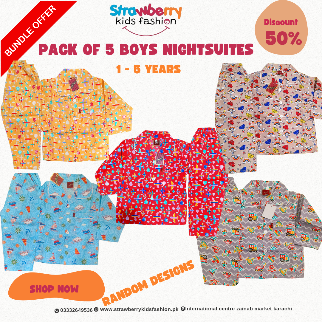 Pack Of 5 Boys Nightsuites ( 1_5) Years