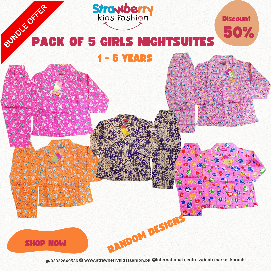 Pack Of 5 Girls Nightsuites ( 1_5) Years