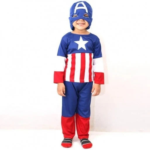 Captain America Dress for Kids – 3 Piece Costume with Free Mask | Pakistan
