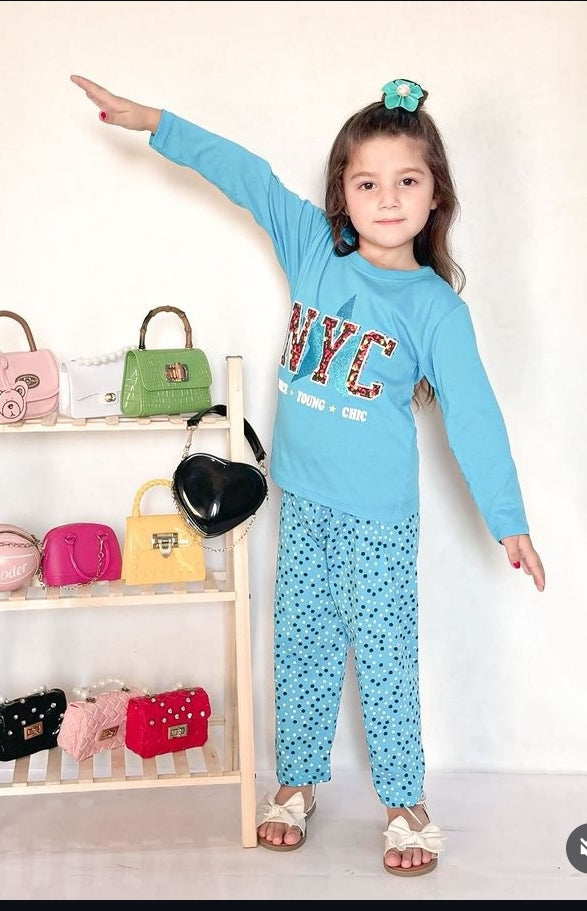 NYC  PJ Set - Light Blue