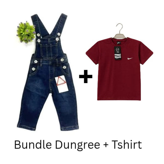 Bundle of denim dungree + Tshirt