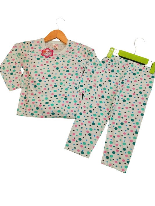 Sea Green Full Printed Pajama Set For Kids