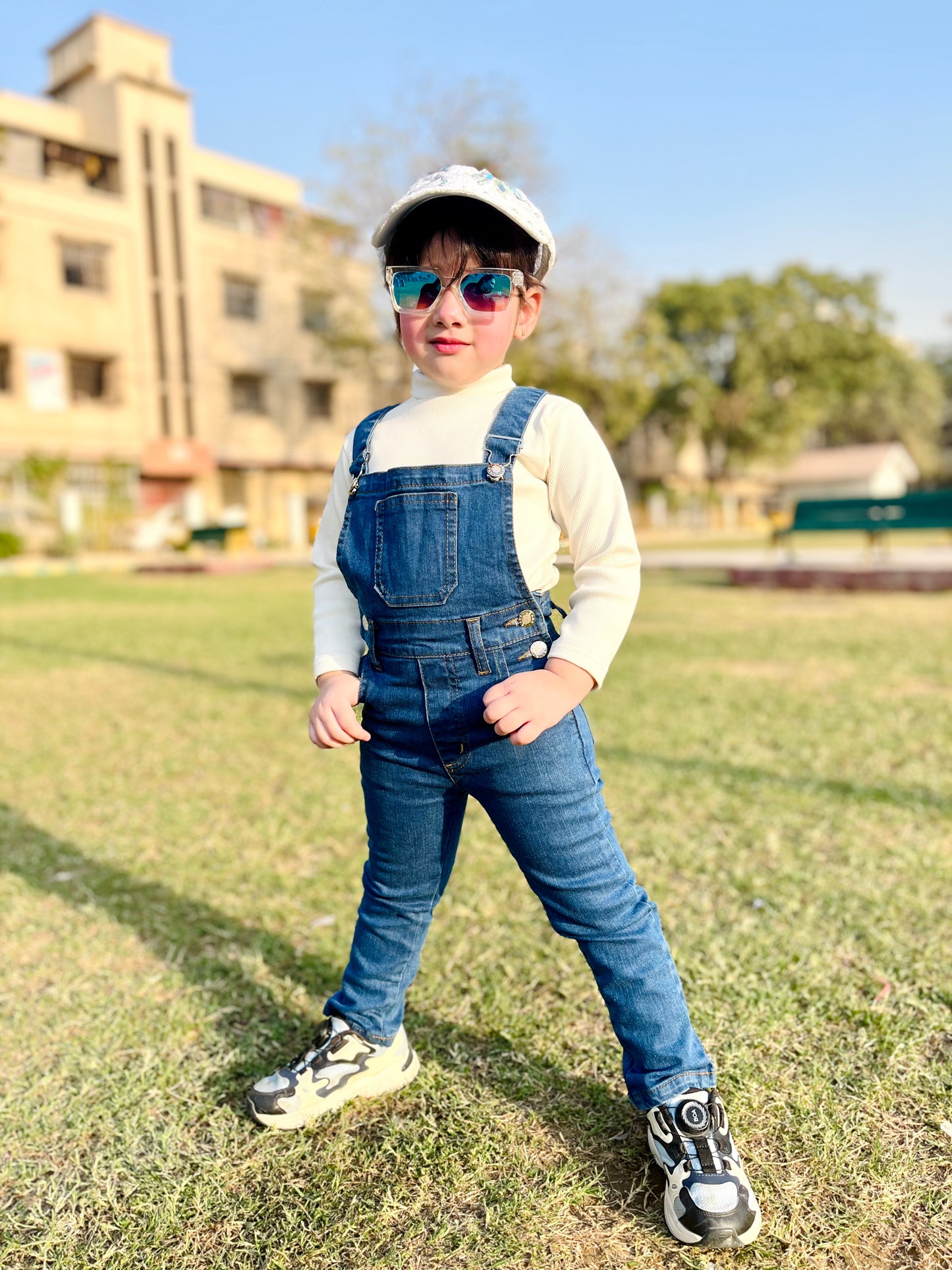 Ice Blue Denim Dungaree for Kids
