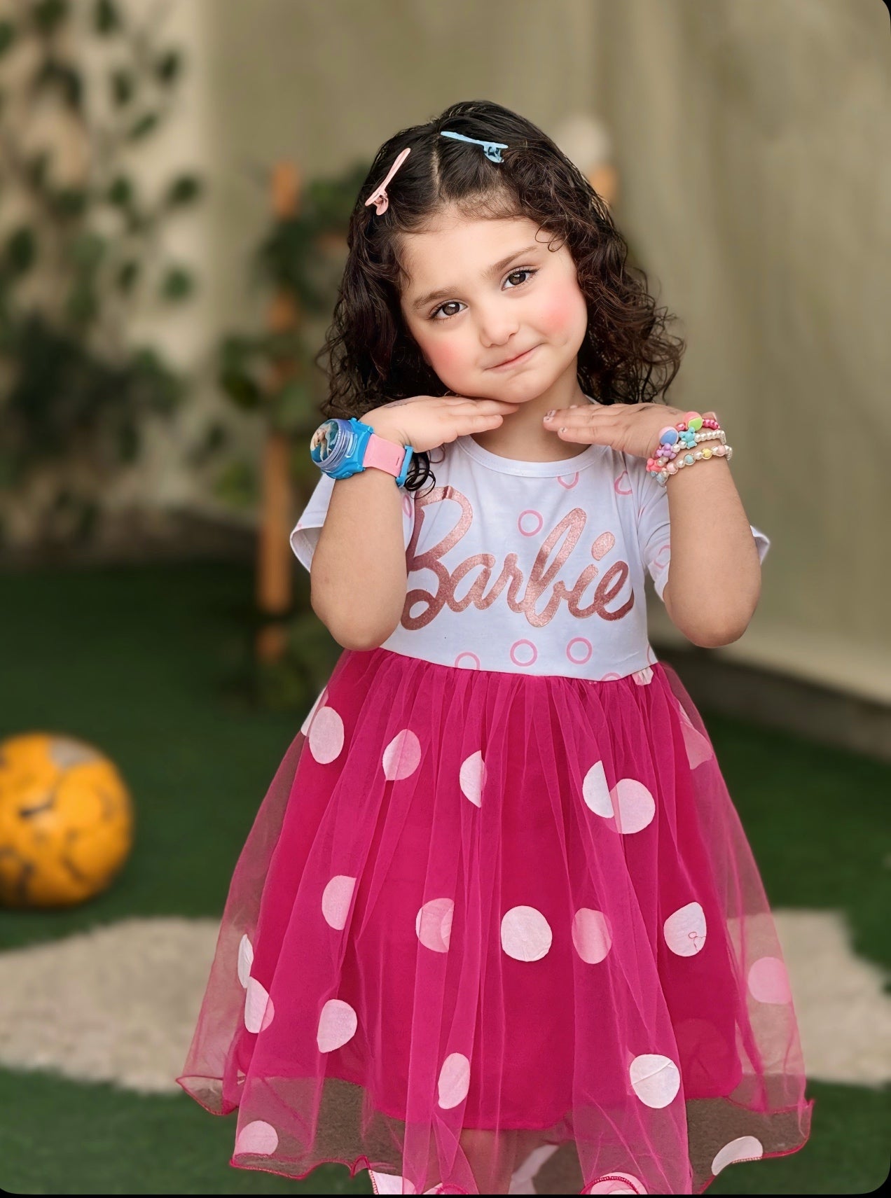 Pink Polka Barbie Frock (New Arrival)