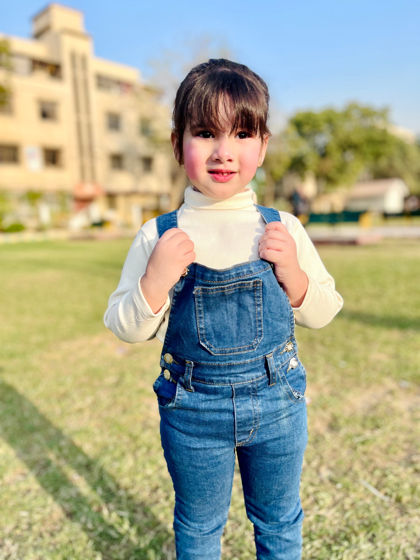 Ice Blue Denim Dungaree for Kids