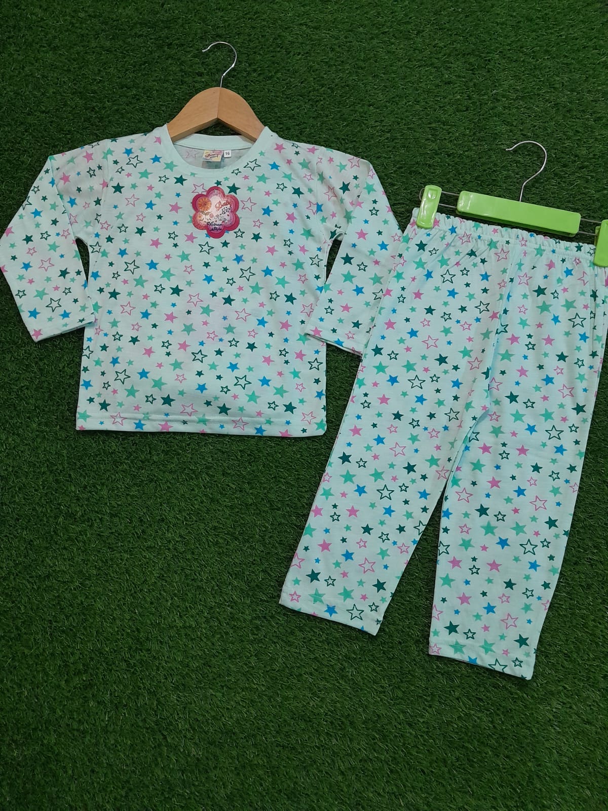 Stars Printed Pajama Set For Kids - Strawberry Kids Fashion