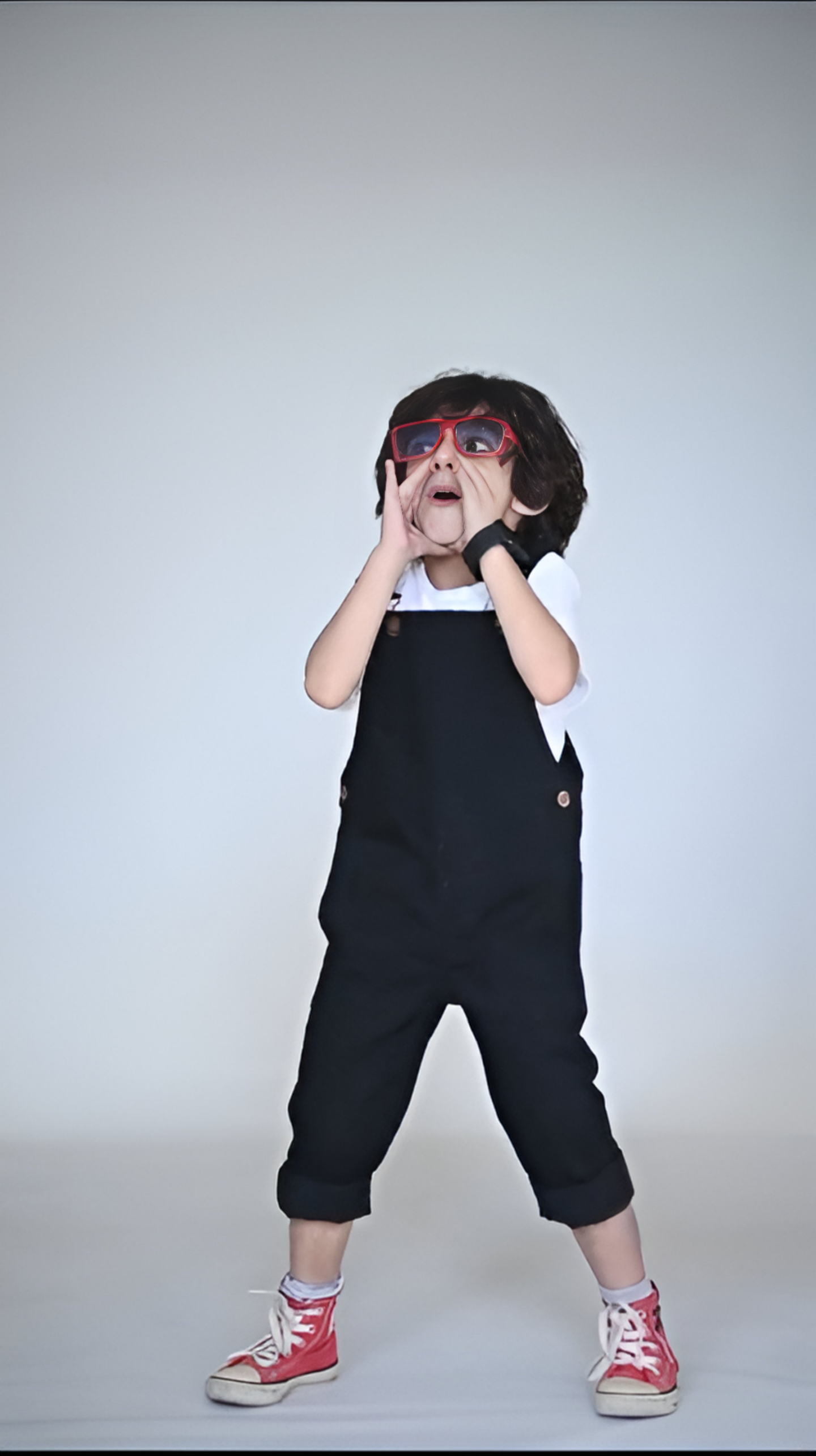 Kids Denim Dungaree - Black