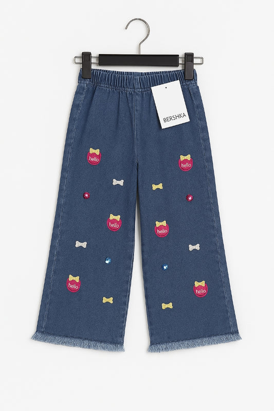 New Girls embroidery loose mom Jeans
