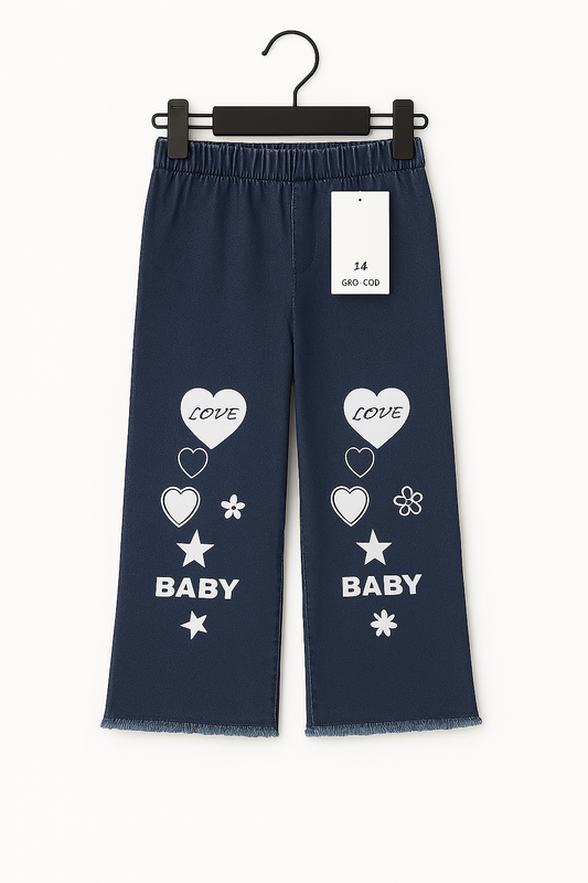 New Girls Printed loose mom Jeans