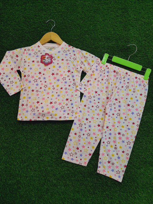 Stars Printed Pajama Set For Kids - Strawberry Kids Fashion