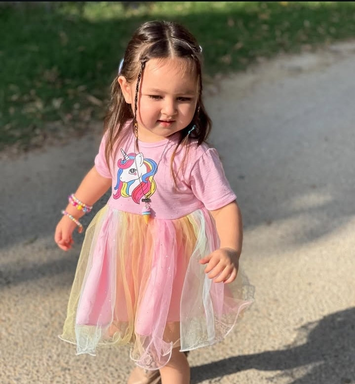 Unicorn Dream Baby Girl Frock – Soft Net Party Wear Dress