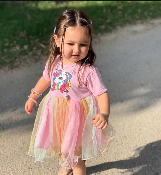 Unicorn Dream Baby Girl Frock – Soft Net Party Wear Dress