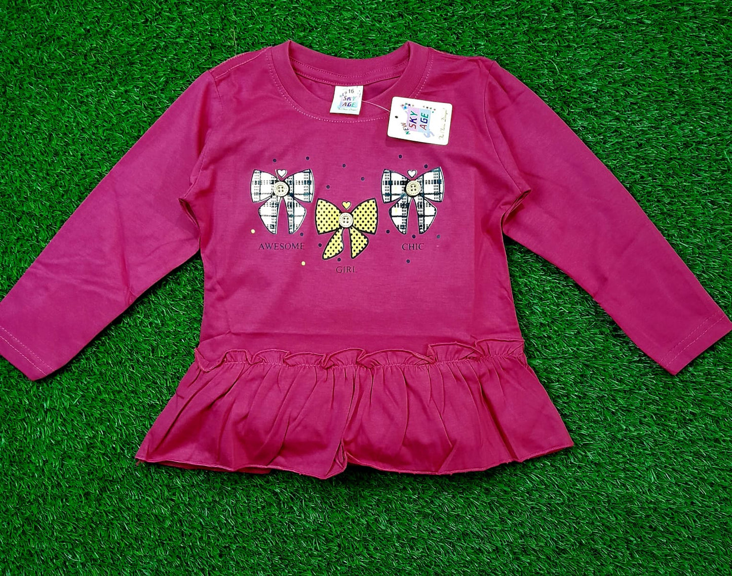 Girls Full Sleeves T-shirt - 028 - Strawberry Kids Fashion