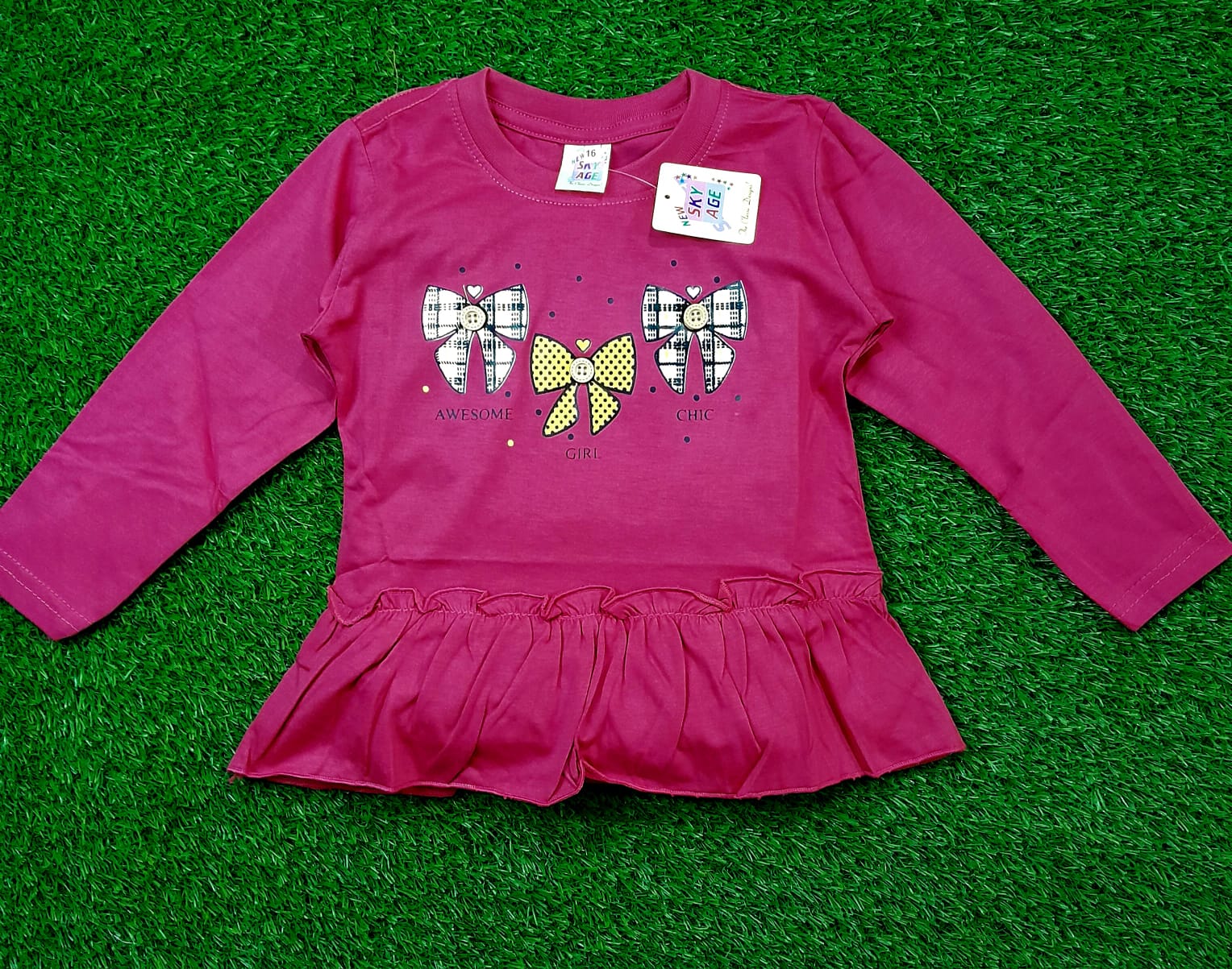 Girls Full Sleeves T-shirt - 028 - Strawberry Kids Fashion