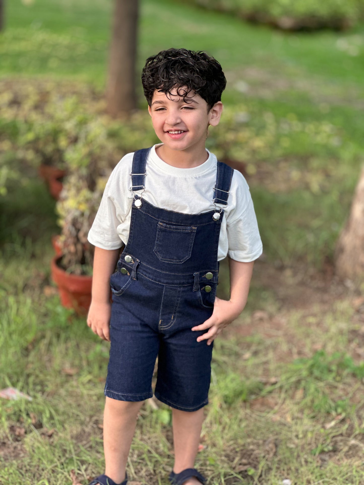 Premium Dark Navi-Blue Short Dungaree  | Denim Bib Shorts Pakistan