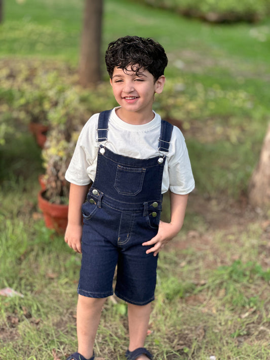Premium Dark Navi-Blue Short Dungaree  | Denim Bib Shorts Pakistan