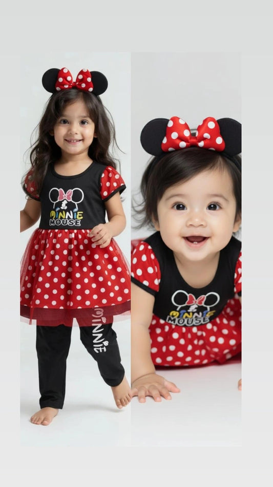 Red Polka Minnie Outfit with Headband – Toddler & Kids