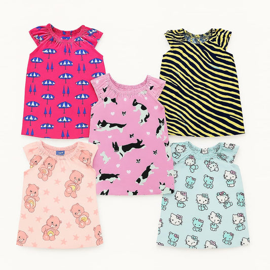 Pack Of 5 Elastic Tops For Girls