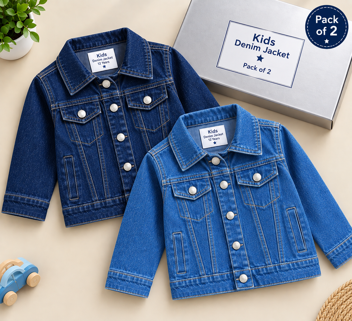 Pack of 2 denim jackets (dark & ice blue)