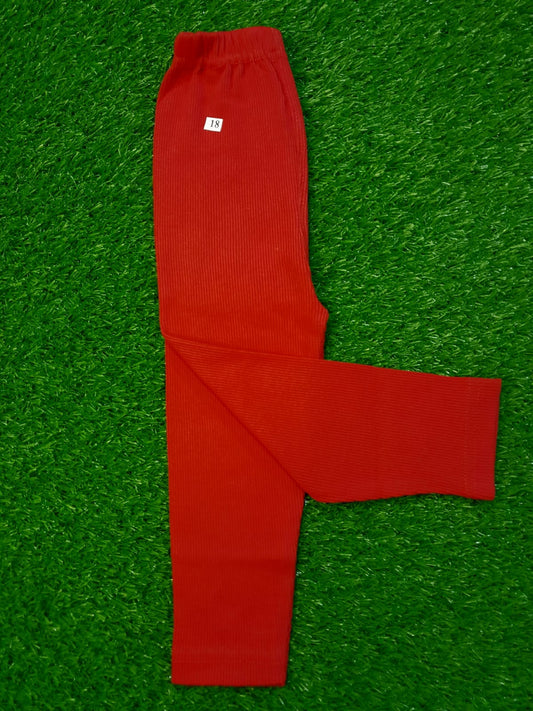 Red Color Winter Rib Tights For Girls - Strawberry Kids Fashion