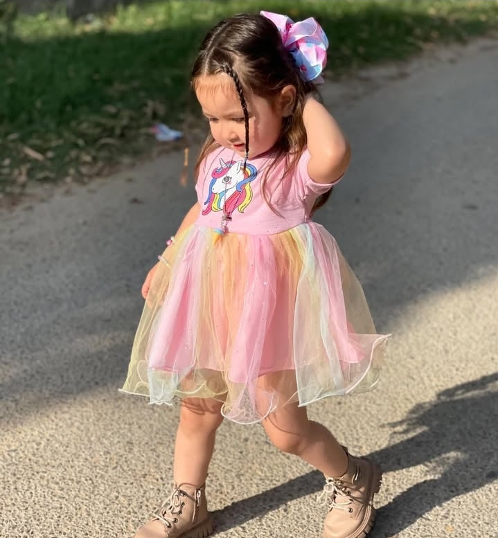 Unicorn Dream Baby Girl Frock – Soft Net Party Wear Dress