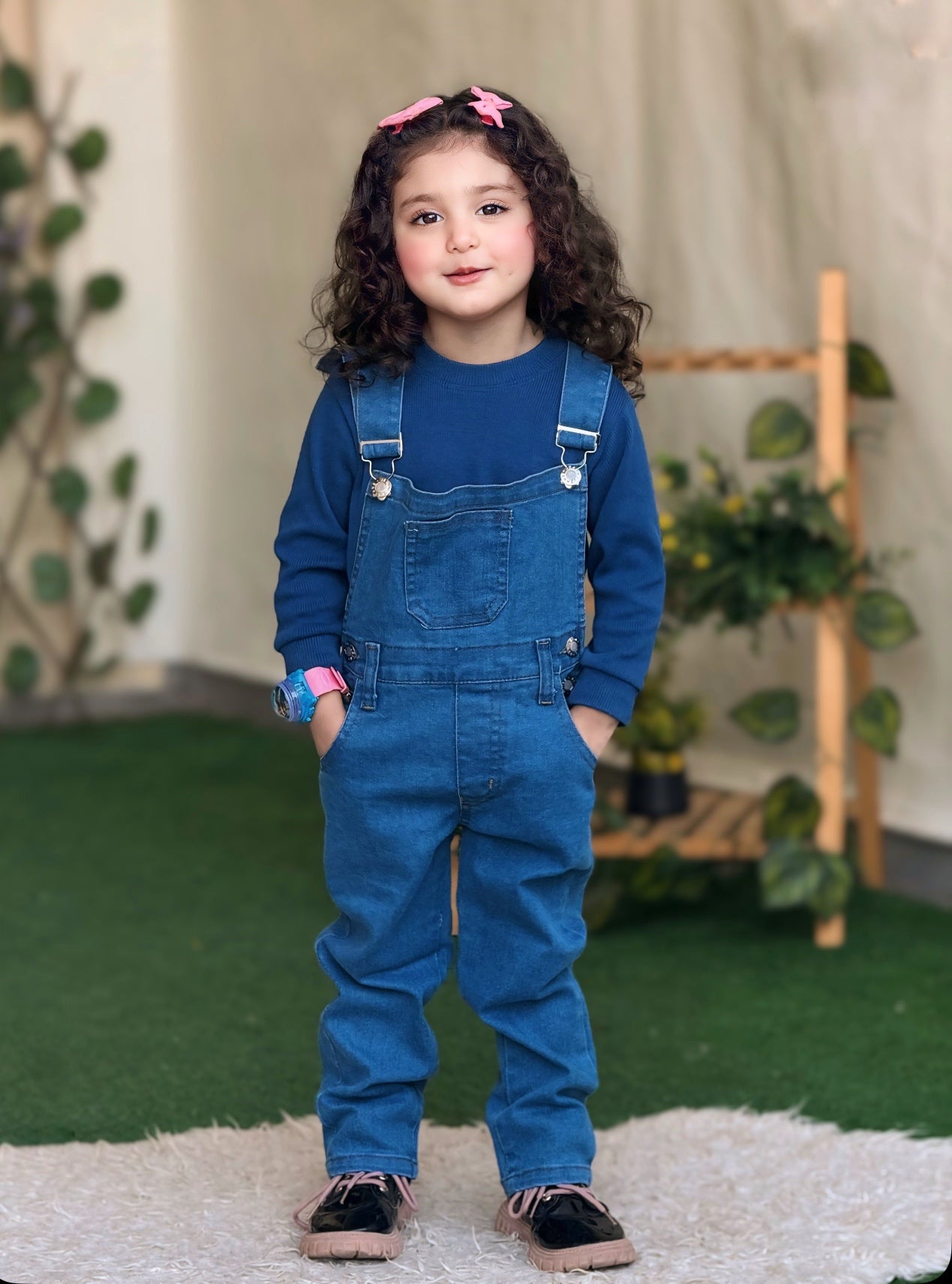 Mid blue Denim Dungaree for Kids