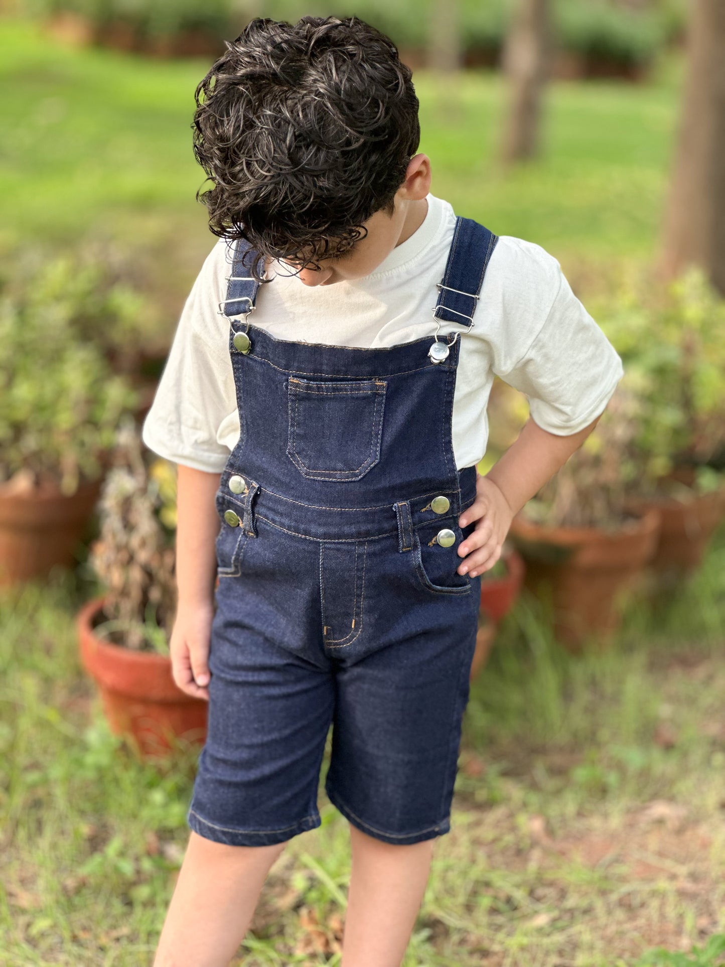 Premium Dark Navi-Blue Short Dungaree  | Denim Bib Shorts Pakistan