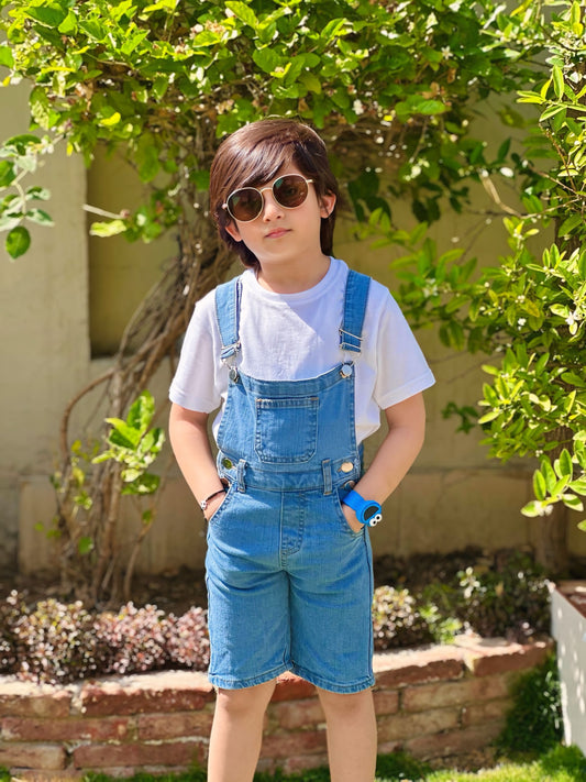 New mid blue short dungree