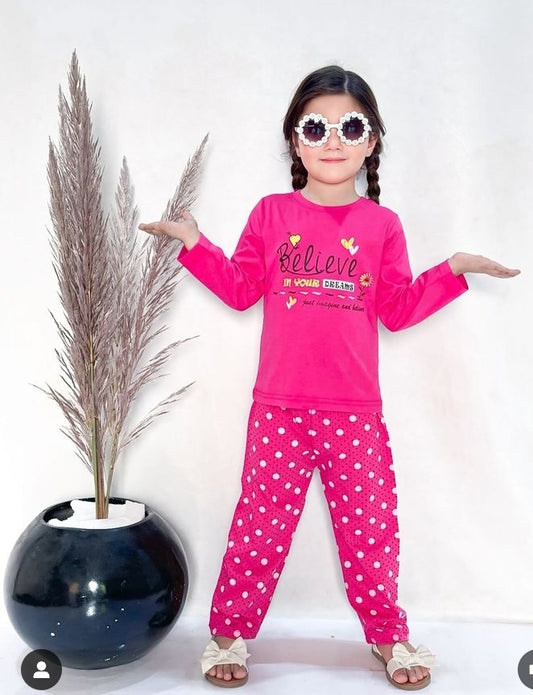 Believe In Your Dreams PJ Set - Shocking Pink