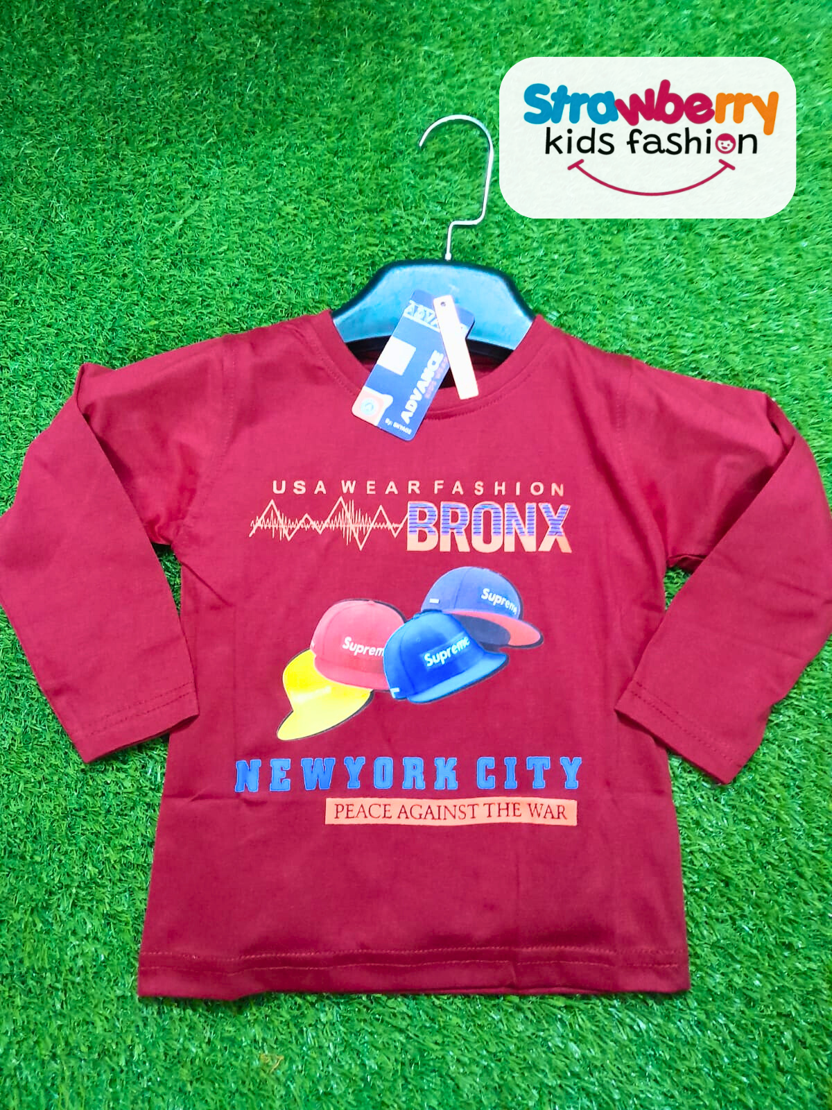 NEW YORK CITY BOYS T-SHIRT - MEROON COLOR - Strawberry Kids Fashion