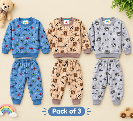 Pack of 3 Kids Fleece Tracksuits – Winter Bundle (1-7 Years)