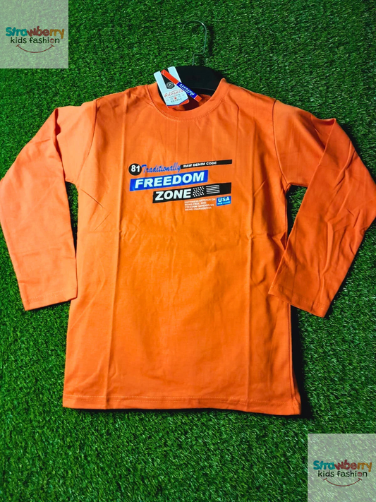BOYS T-SHIRT - ORANGE COLOR - Strawberry Kids Fashion