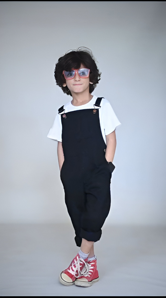 Kids Denim Dungaree - Black