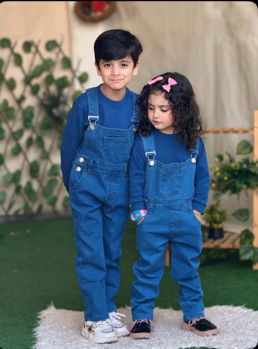 Mid blue Denim Dungaree for Kids