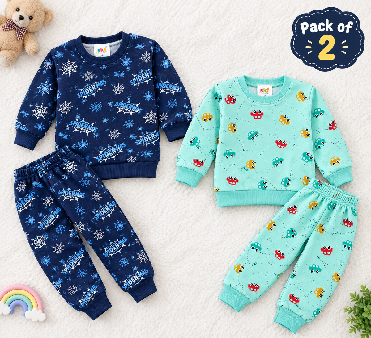 Pack of 2 Kids Fleece Tracksuits – Winter Bundle (1-7 Years