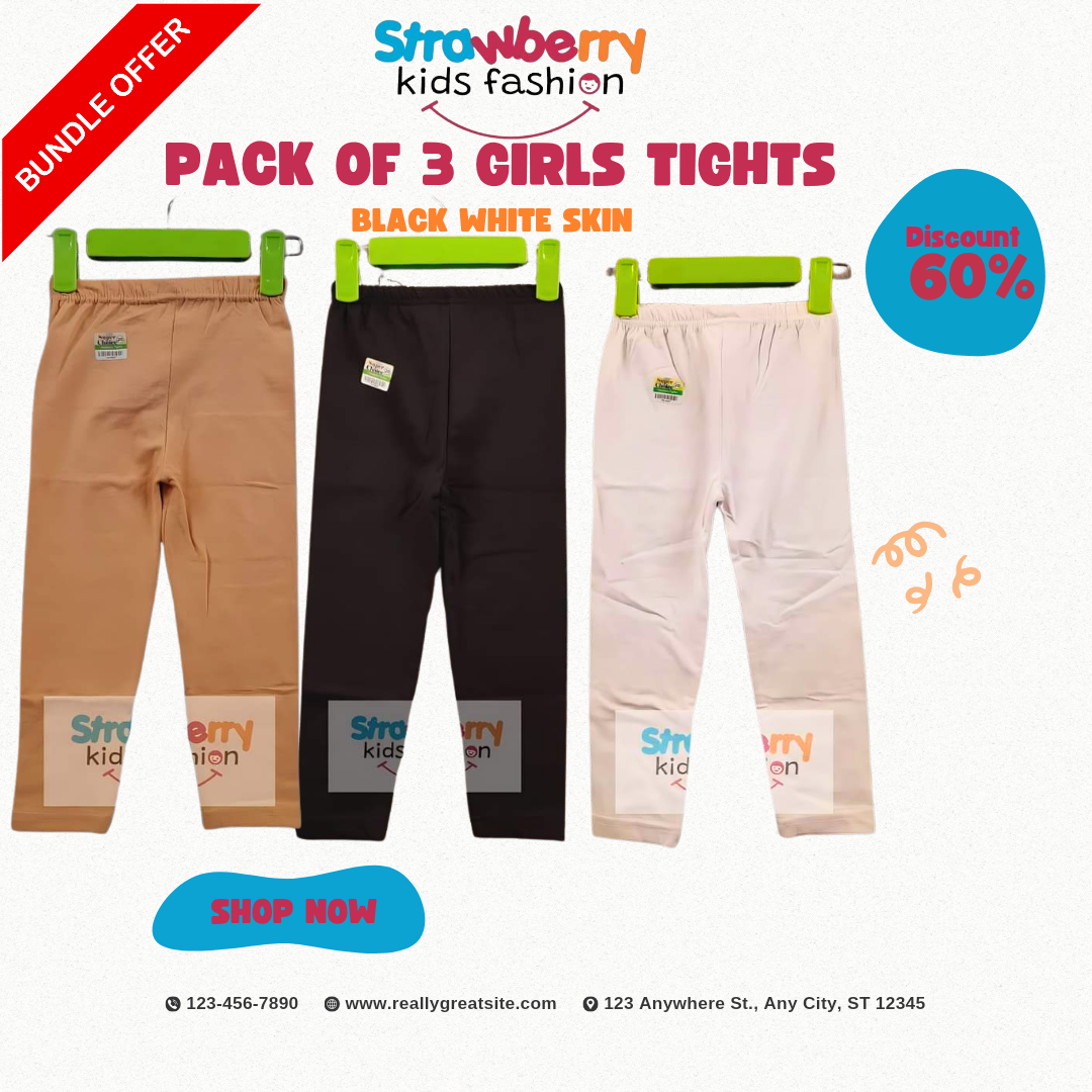  "Fashionable tights for girls, sizes 2-12 years, in trendy colors and designs."