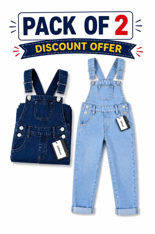 Pack Of 2 Full Dungarees Navi  & Ice