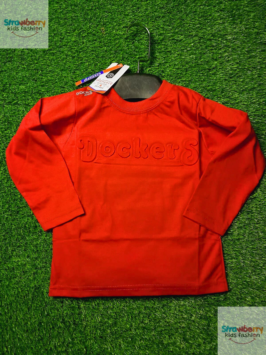 EMBOSSED BOYS T-SHIRT - RED COLOR - Strawberry Kids Fashion