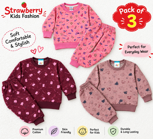 Pack of 3 Kids Fleece Tracksuits – Winter Bundle (1-7 Years)