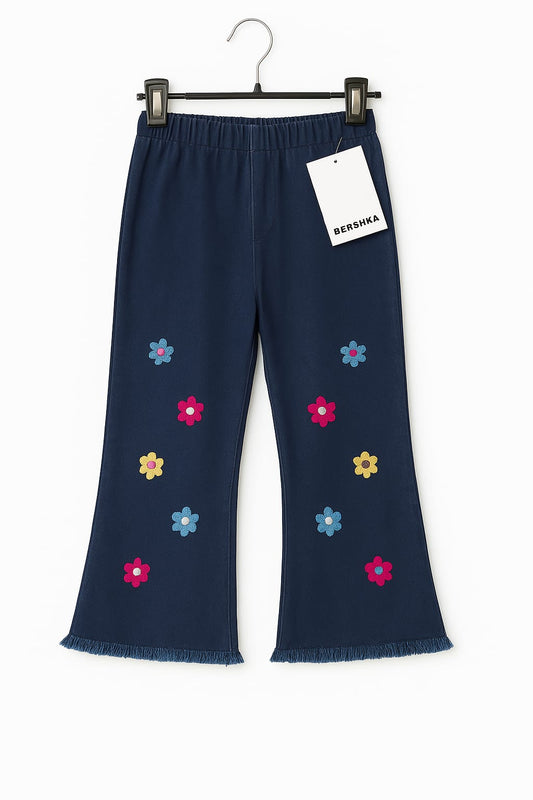 Girls Floral Patch Flare Jeans