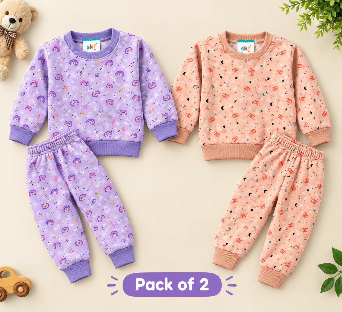 Pack of 2 Kids Fleece Tracksuits – Winter Bundle (1-7 Years)