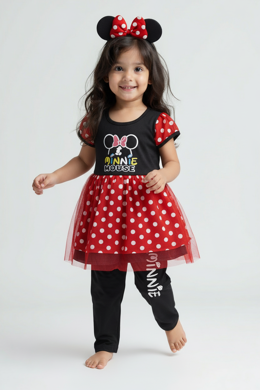 Red Polka Minnie Outfit with Headband – Toddler & Kids
