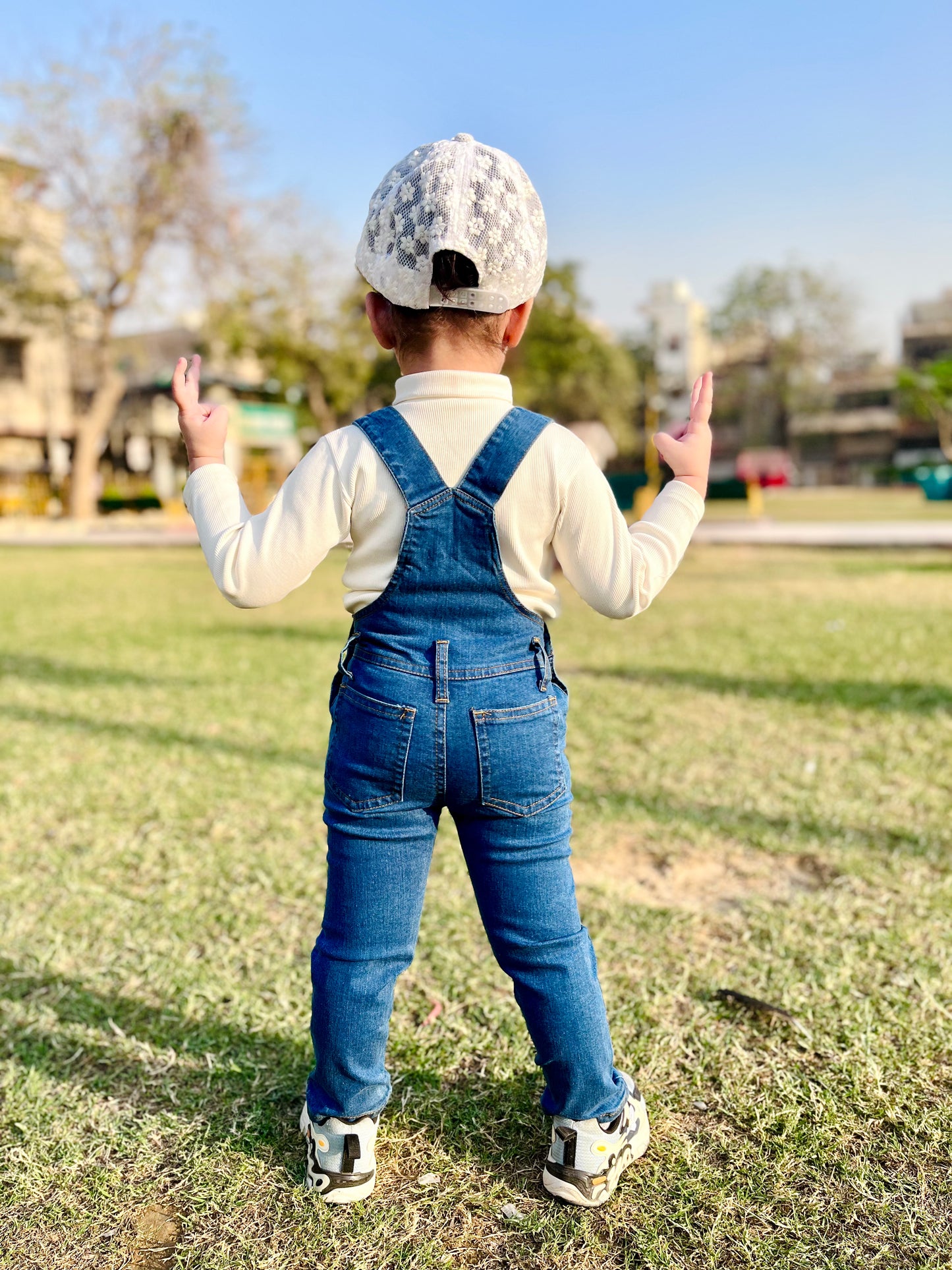 Ice Blue Denim Dungaree for Kids